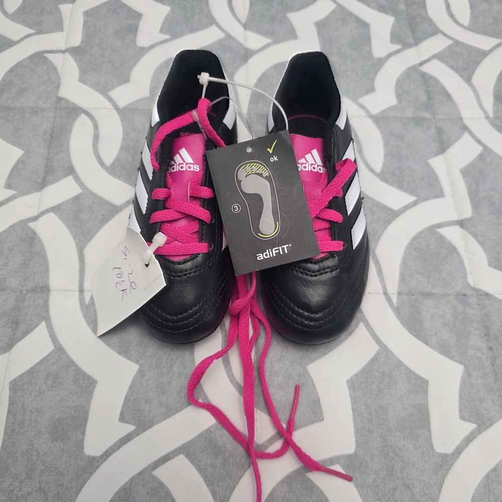 Adidas Kids' Soccer Shoes Black with Pink Accents